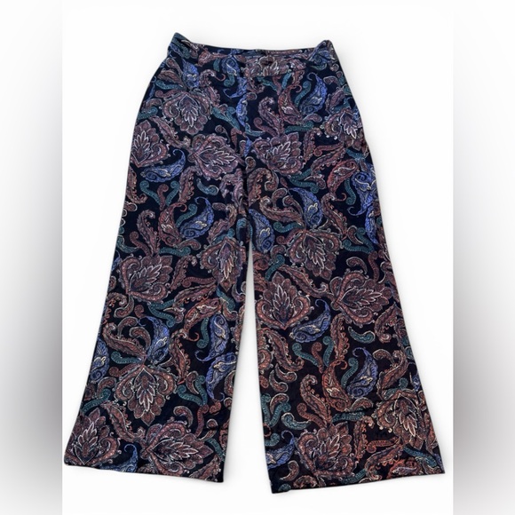 Zara Woman Velvet Paisley Flare Pants Medium - Picture 2 of 5